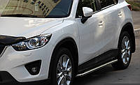 Пороги боковые (подножки-площадка) Mazda CX-5 2012+ (Ø42)