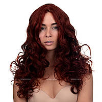 Кучерявый парик без челки Ida AT без челки, термоволокно, цвет рыжий с красным