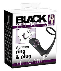 Масажер простати з эрекционным кільцем - Black Velvets Vibrating Ring & Plug