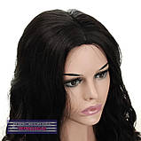 Кучерява перука Ida AT без чубчика, термоволосся, природний чорний колір, фото 7