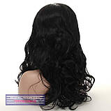 Кучерява перука Ida AT без чубчика, термоволосся, природний чорний колір, фото 5