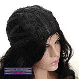 Кучерява перука Ida AT без чубчика, термоволосся, природний чорний колір, фото 8