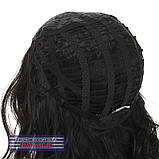 Кучерява перука Ida AT без чубчика, термоволосся, природний чорний колір, фото 9