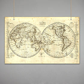 Постер: Мапа світу (Старинна мапа, 1839 рік)