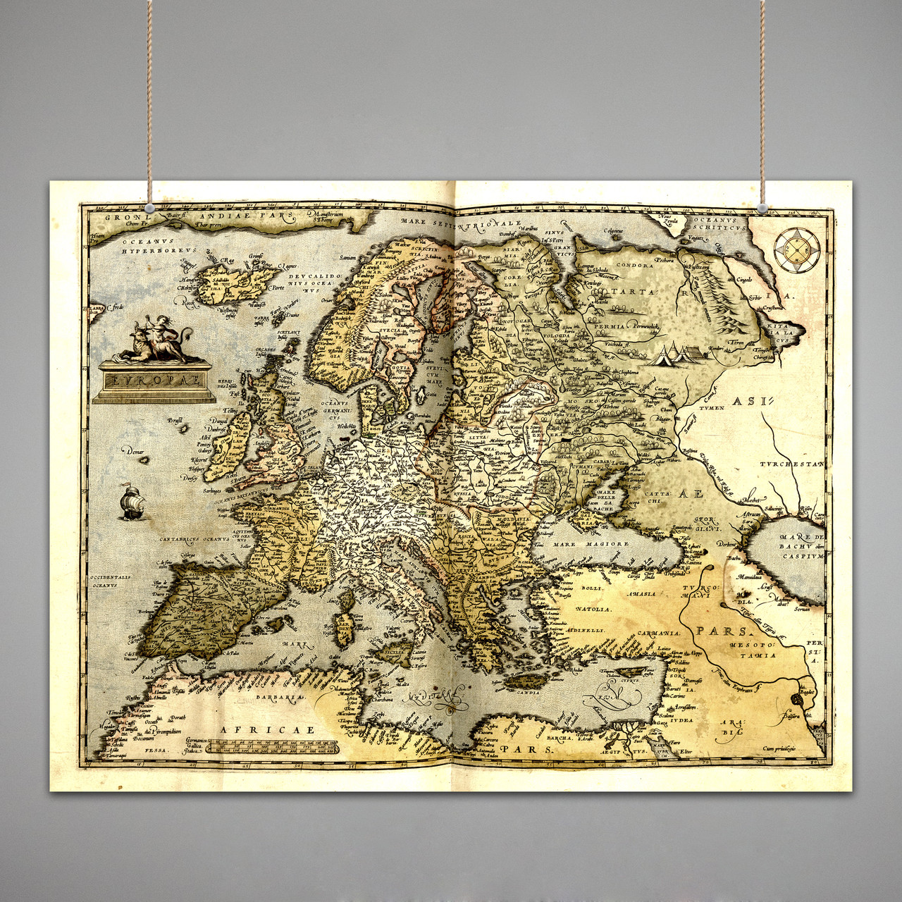Постер: Мапа Європи (Старинна карта, 1523 рік)