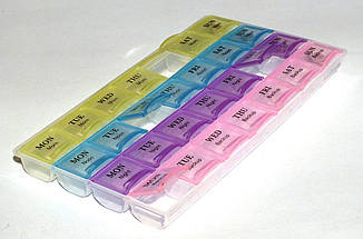 Контейнер для таблеток, органайзер таблетниця на 28 комірок (4 тижні) (21х12х2 см.)