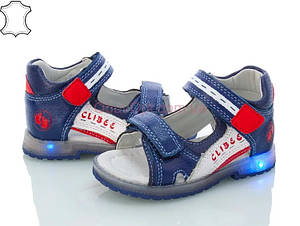 Сандалії Шкіряні для хлопчиків тм Clibee AB27 з LED-підсвіткою розміри 23