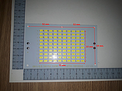 Світлодіод 100 ват під два драйвери 100w 30-36V Led 100шт. SMD5730 LED 100w 30-36V 114x70мм.