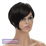 Перука стрижка з термоволосся 180℃ Sandy AT асиметрія природного чорного кольору, фото 6