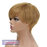 Перука стрижка з термоволосся 180℃ Sandy AT асиметрія пшеничний колір зі світло-русявим, фото 4