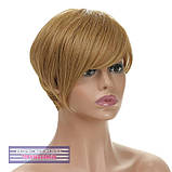 Перука стрижка з термоволосся 180℃ Sandy AT асиметрія пшеничний колір зі світло-русявим, фото 6