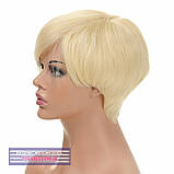 Перука стрижка з термоволосся 180℃ Sandy AT колір блондин з теплим відтінком, фото 4