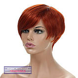 Перука стрижка з термоволосся 180℃ Sandy AT асиметрія рудого з червоним кольором, фото 3