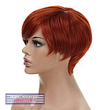 Перука стрижка з термоволосся 180℃ Sandy AT асиметрія рудого з червоним кольором, фото 4