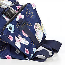 Рюкзак тканинний жіночий маленький синій у яскравих Метеликах гарний прогулянковий із кишенями на блискавці Dolly 301, фото 2
