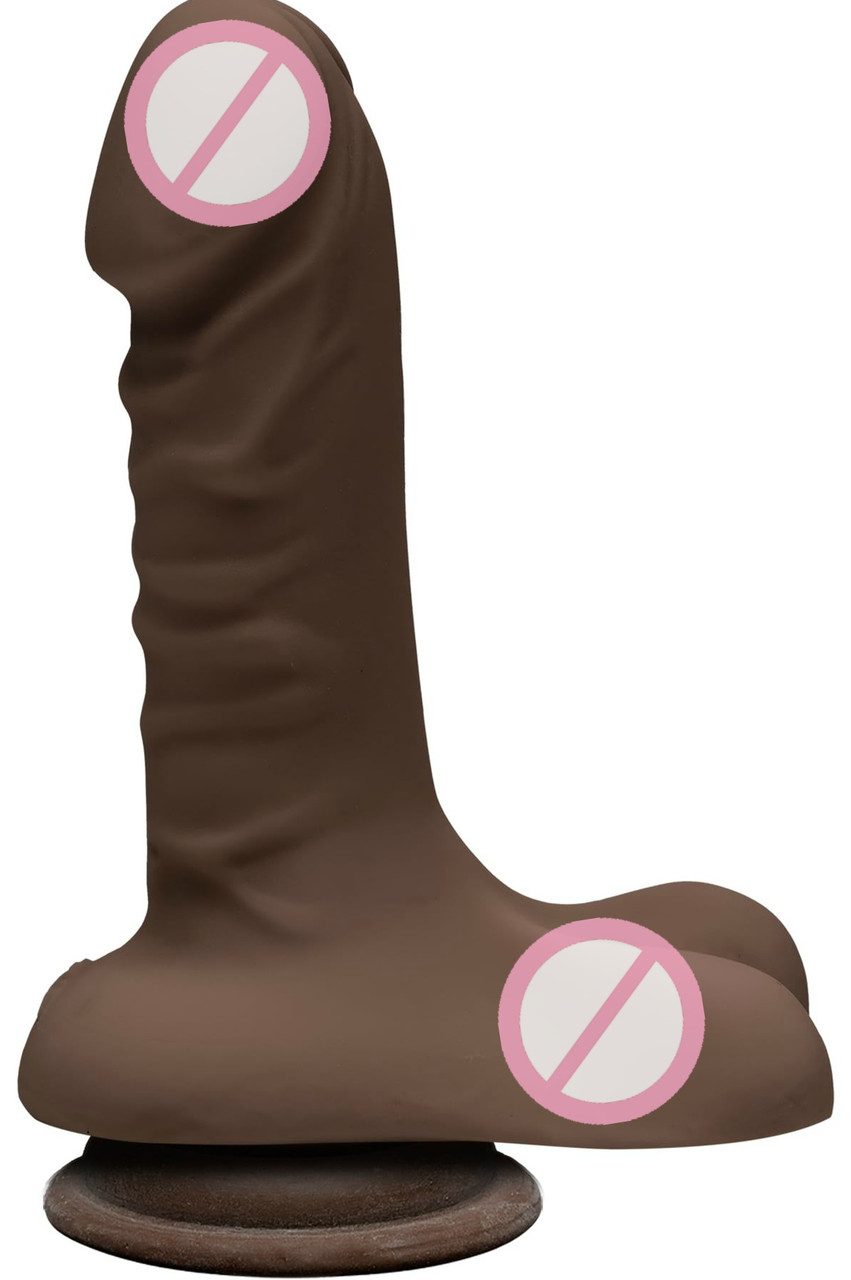 Фалоімітатор реалістичний Doc Johnson The D - Super D - 6 Inch With Balls - ULTRASKYN - Chocolate