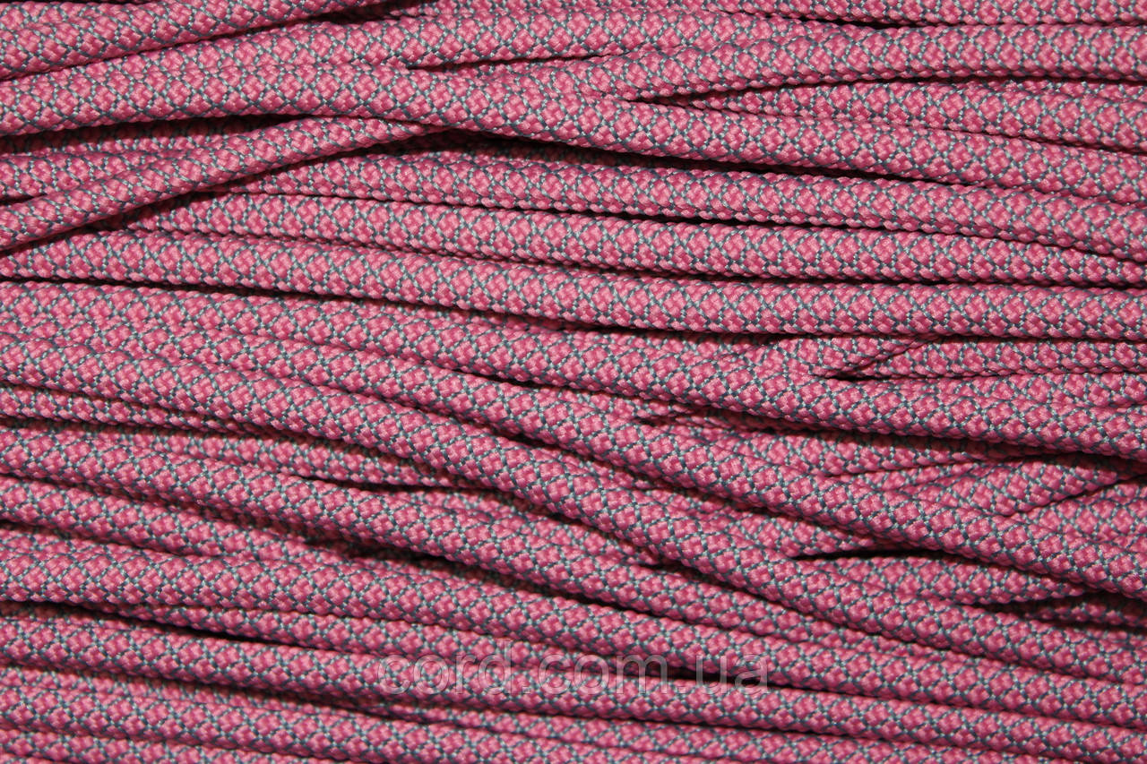 Шнур круглий з наповнювачем 6мм рожевий+сірий моток 100м, фото 1