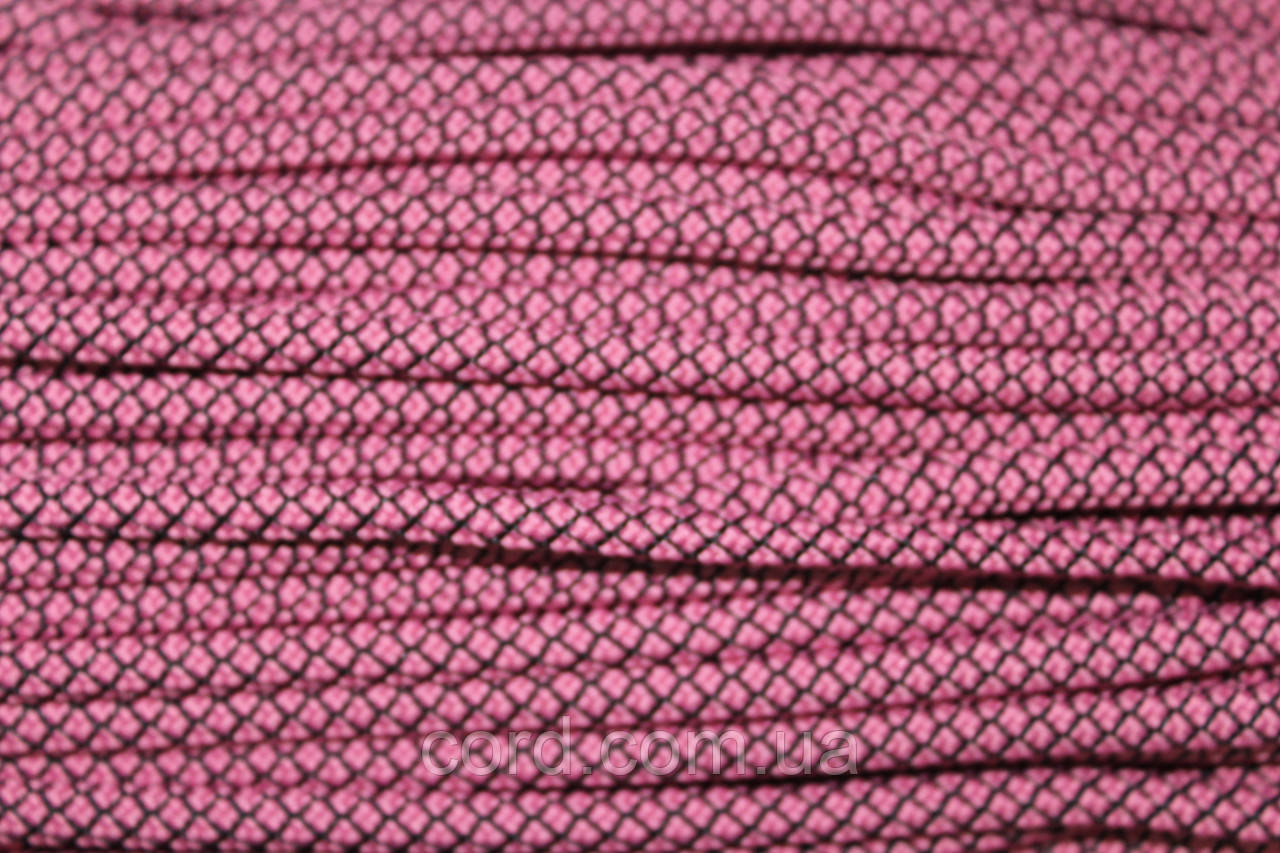 Шнур круглий з наповнювачем 6мм рожевий+чорний моток 100м, фото 1