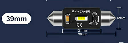 Світлодіодна LED лампа для салону авто, номерного знака 0.9 W супер яскравий 39 мм C5W LED CANBUS C10W, фото 2