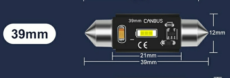 Світлодіодна LED-лампа для салону авто, номерного знака 0.9 W супер'яскрава 39 мм C5W LED CANBUS C10W