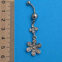 Сережки для тістечка, Квітка, стрази, медична сталь, кольори в асортименті