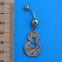 Сережки для пірсингу, стрази, медична сталь, кольори в асортименті