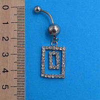 Сережки для пірсингу, стрази, медична сталь, кольори в асортименті