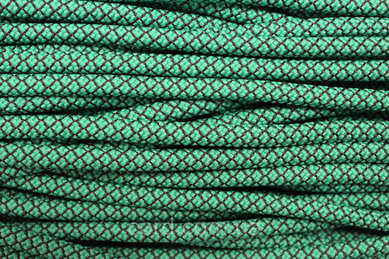 Шнур круглий з наповнювачем 6мм зелений+чорний моток 100м, фото 1