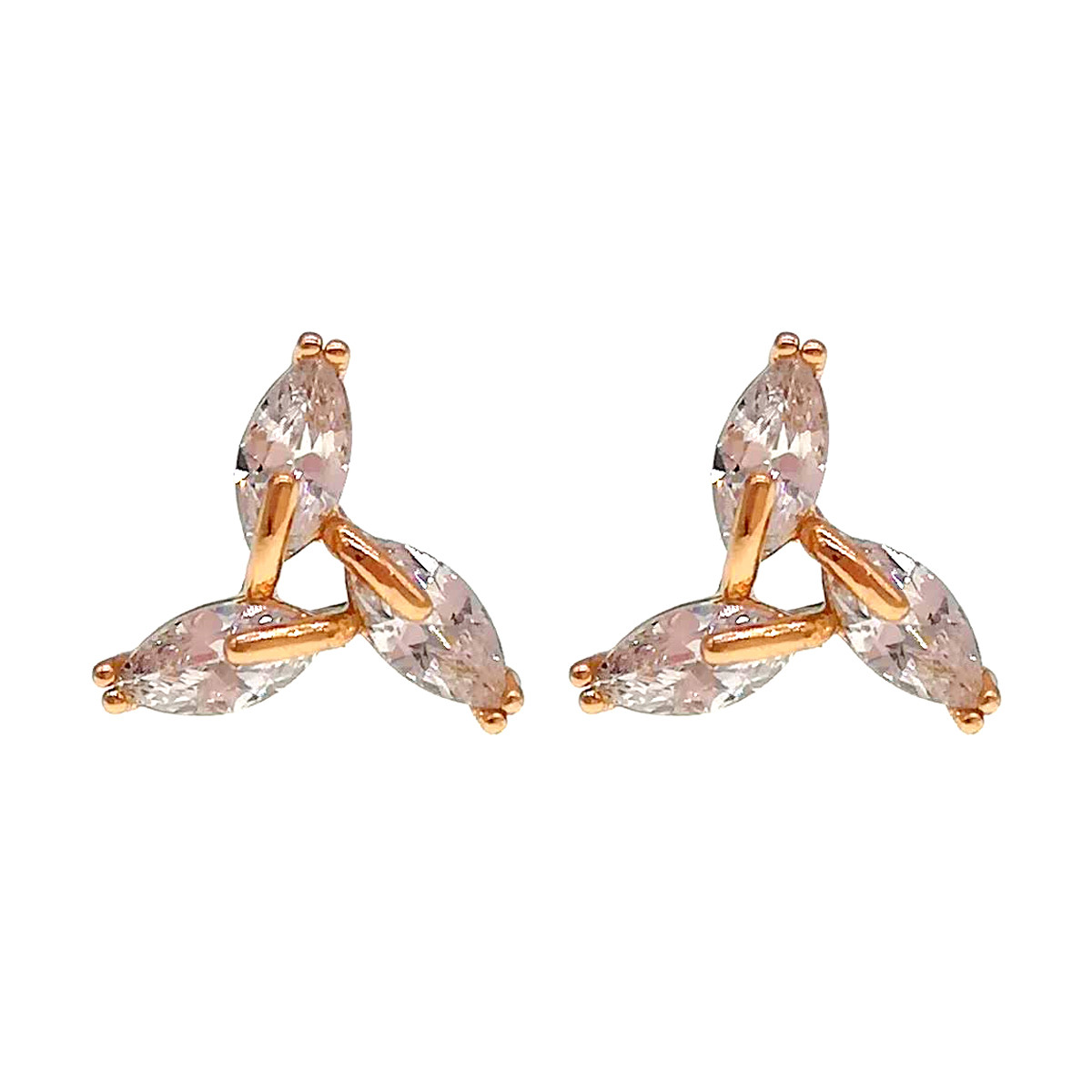 Сережки Xuping з медичного золота, білі фіаніти, позолота 18K, 24523 (1)