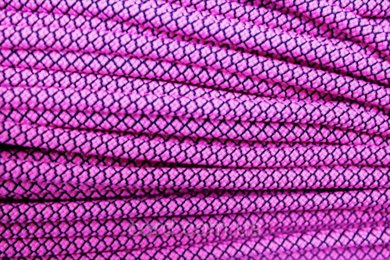 Шнур круглий з наповнювачем 6мм малина+чорний моток 100м, фото 1