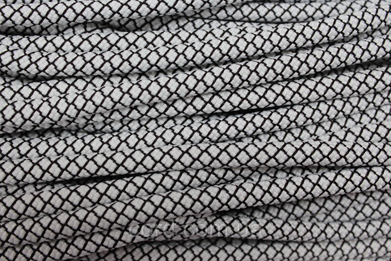 Шнур круглий з наповнювачем 6мм білий+чорний моток 100м, фото 1