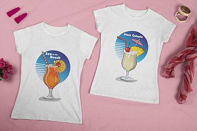 " Коктейльна вечірка " пара футболок жіночих з оригінальним принтом  " Cocktail Party "