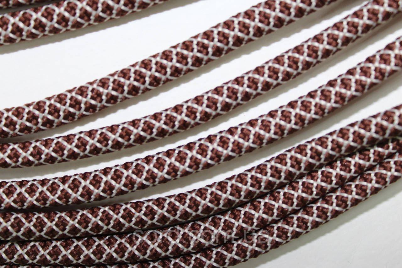 Шнур круглий з наповнювачем 6мм шоколад+ бежевий моток 100м, фото 1