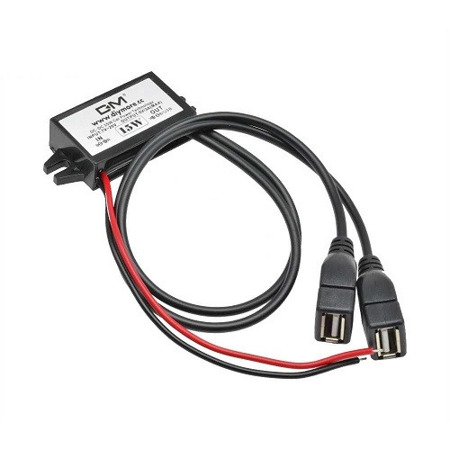 Перетворювач напруги 12 В-5 В 3 А 2 x USB, прихована проводина авто (000341)
