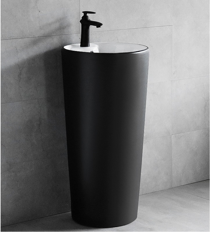 Чорна матова підлогова раковина-умивальник. Модель RD-443, фото 1