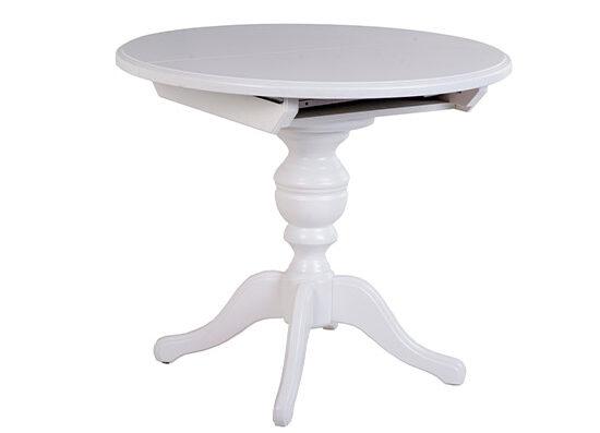 Стол деревянный круглый раскладной на одной ножке, кухонный, обеденный КОЛИЗЕЙ (белый) - фото 1 - id-p668427246