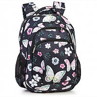 Рюкзак школьный ортопедический для девочки модный черный в Бабочках красивый Dolly 542