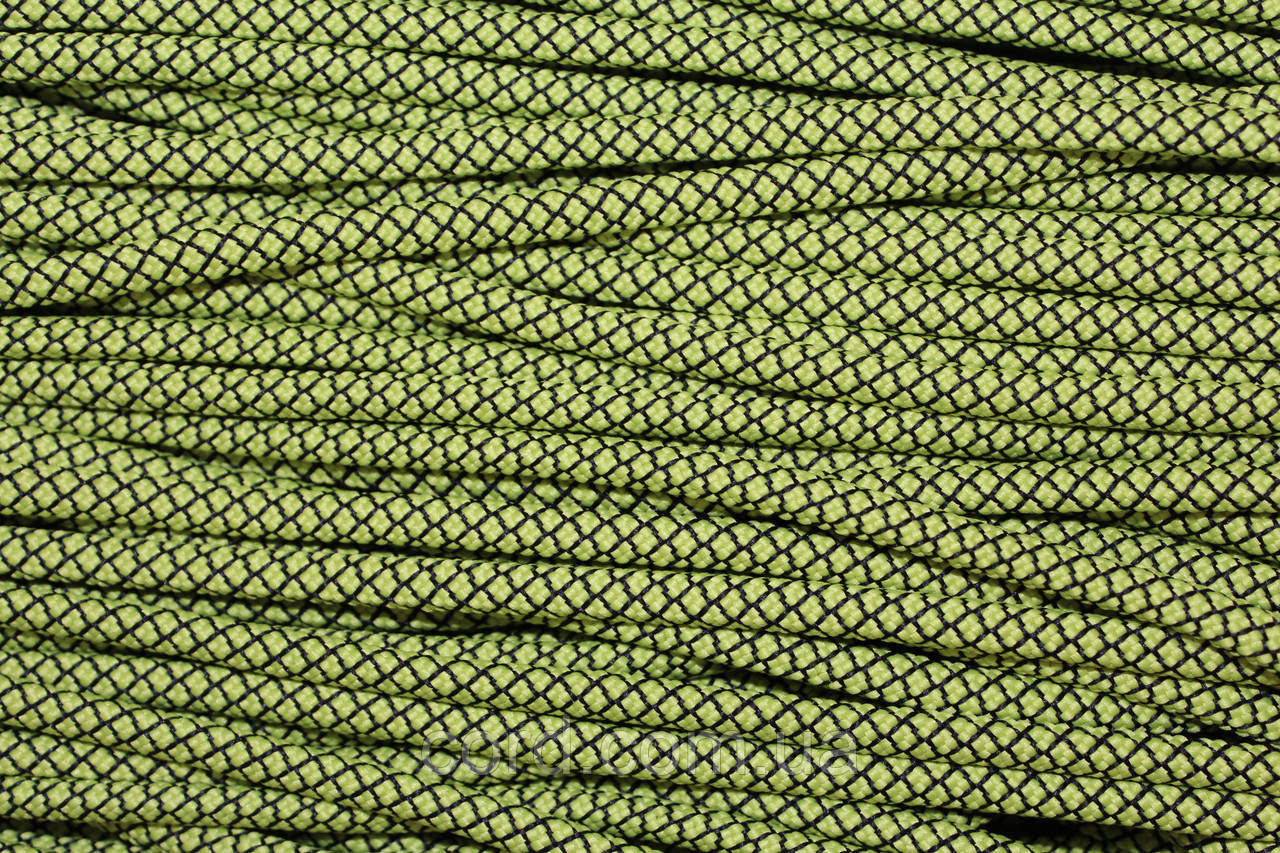 Шнур круглий з наповнювачем 6мм салатовий+чорний моток 100м, фото 1