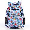 Рюкзак шкільний ортопедичний для дівчинки модний блакитний з яскравим малюнком Квіти Dolly 543 розмір 30х39х21 см, фото 6
