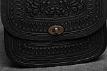 Авторська шкіряна сумка жіноча "Дубок" ручної роботи, сумка етнічна карпатська чорна, фото 3
