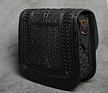 Авторська шкіряна сумка жіноча "Дубок" ручної роботи, сумка етнічна карпатська чорна, фото 4