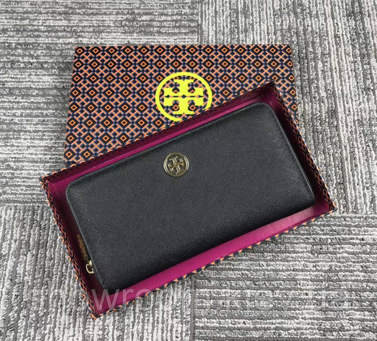 Жіночий шкіряний гаманець Tory Burch black