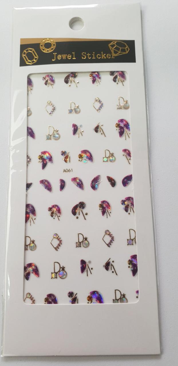 Об'ємний слайдер для дизайну нігтів А-61 (кришталеві наклейки) Andi Prof