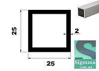 Труба алюминиевая квадратная 25 Х25Х2 бп
