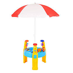 Дитячий столик — пісочниця з парасолькою 8804A для піску та води з аксесуарами