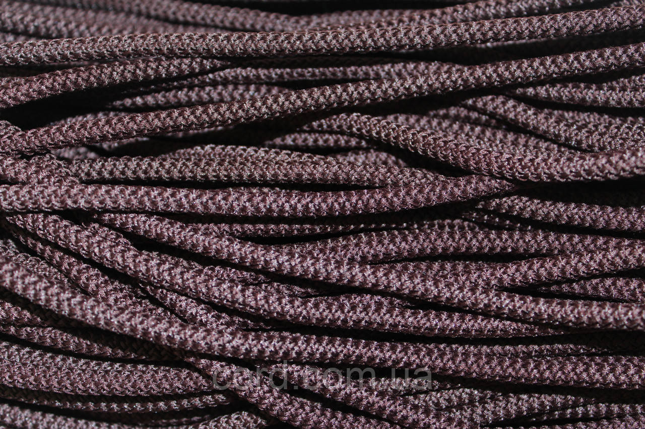 Шнур круглий з наповнювачем 6мм темно-коричневий моток 100м, фото 1