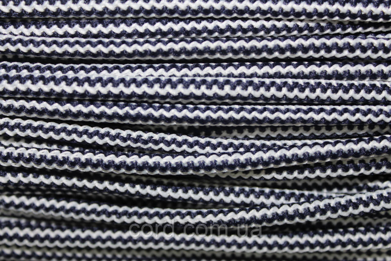 Шнур круглий з наповнювачем 6мм синій+білий моток 100м, фото 1