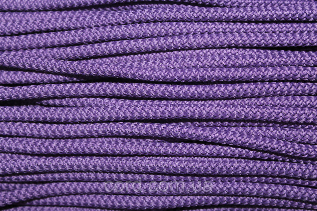 Шнур круглий з наповнювачем 6мм фіолетовий моток 100м, фото 1