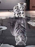 Алмазная вышивка котик - тигр 30х40 см, полная выкладка, квадратные стразы