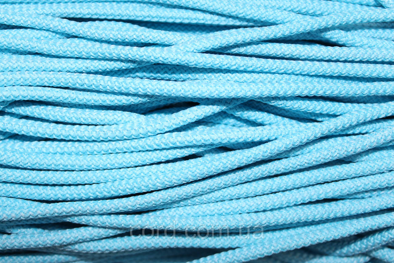 Шнур круглий з наповнювачем 6мм блакитний моток 100м, фото 1